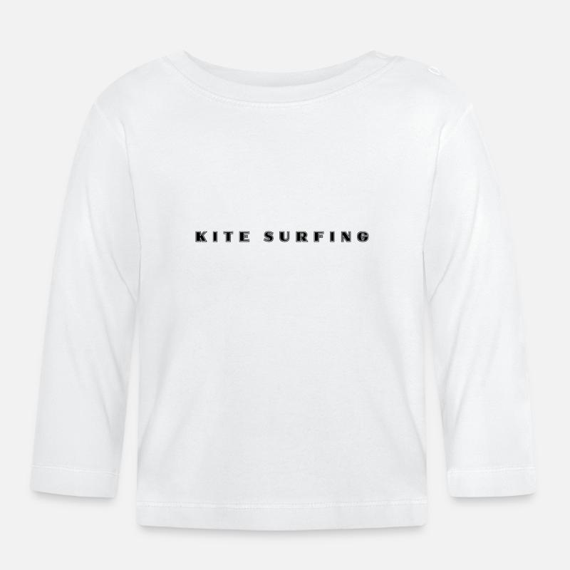 Lettrage Kite Surf - T-shirt manches longues bio Bébé - blanc