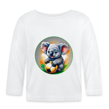 Niedlicher australischer Koala Bär mit Fussball - Baby Bio-Langarmshirt - Weiß - Vorne
