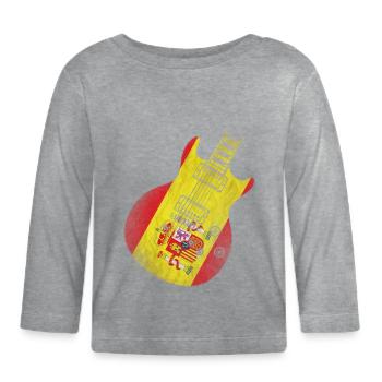 Drapeau de l’Espagne Guitare - T-shirt manches longues bio Bébé - gris chiné - Devant