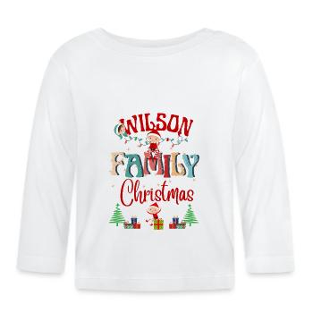 Wilson Family Christmas Personalized Design - Organic Baby Long Sleeve T-Shirt - white - Front