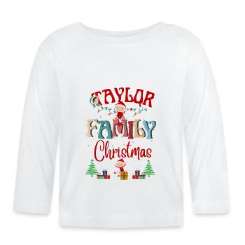 Taylor Family Personalisiertes Weihnachtsdesign - Baby Bio-Langarmshirt - Weiß - Vorne