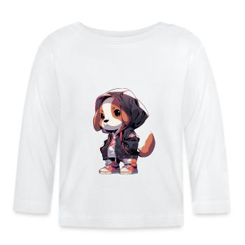 Beagle Hund - Baby Bio-Langarmshirt - Weiß - Vorne