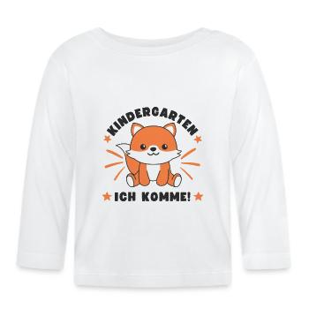 Kindergarten Ich Komme! Fuchs - Baby Bio-Langarmshirt - Weiß - Vorne