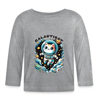 Galacticat Kätzchen Astronaut Weltraum Katze - Baby Bio-Langarmshirt - Grau meliert - Vorne