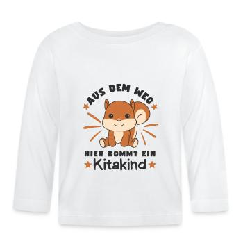Aus Dem Weg Hier Kommt Ein Kitakind - Baby Bio-Langarmshirt - Weiß - Vorne