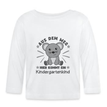 Out of the way here comes a kindergartner mouse - Organic Baby Long Sleeve T-Shirt - white - Front