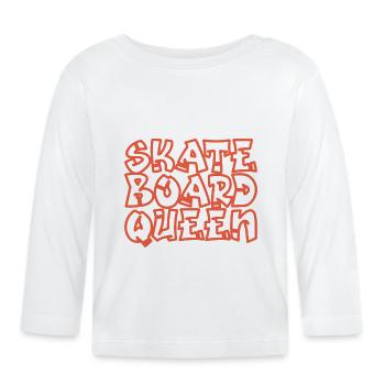Reine du skateboard - T-shirt manches longues bio Bébé - blanc - Devant