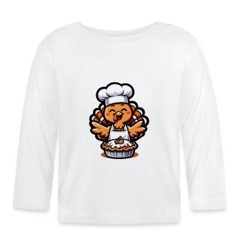 Thanksgiving Turkey Chef Baker Pumkin Pie - Organic Baby Long Sleeve T-Shirt - white - Front