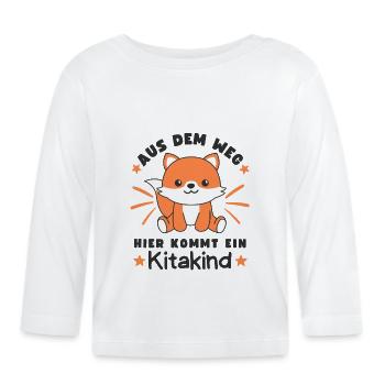 Aus Dem Weg Hier Kommt Ein Kitakind Fuchs - Baby Bio-Langarmshirt - Weiß - Vorne