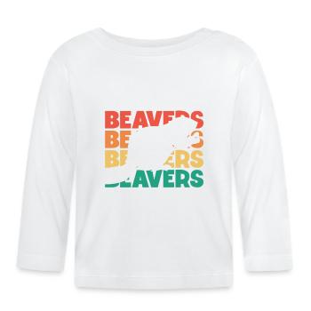 Beavers Retro Text Castor Canadensis North - Organic Baby Long Sleeve T-Shirt - white - Front