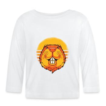 Retro North American Eurasian Castor Canadensis - Organic Baby Long Sleeve T-Shirt - white - Front