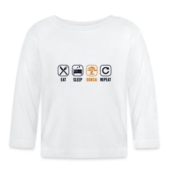 Essen Schlaf Bonsai Repeat Penjing Indoor Bonsai - Baby Bio-Langarmshirt - Weiß - Vorne