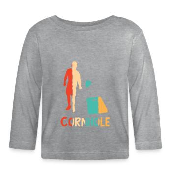 Plateaux de jeu rétro Pouf Cornhole professionnel - T-shirt manches longues bio Bébé - gris chiné - Devant