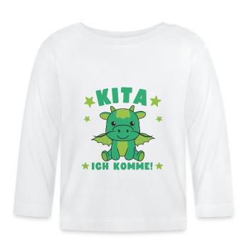 Kita I'm Coming Kita Child Dragon - Organic Baby Long Sleeve T-Shirt - white - Front
