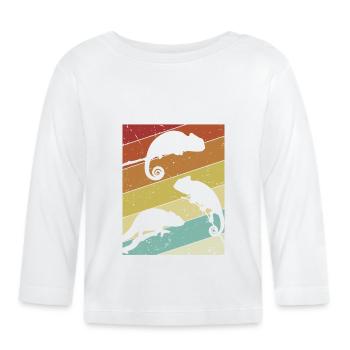 Panthère voilée rétro Chamaeleonidae amoureuse - T-shirt manches longues bio Bébé - blanc - Devant