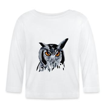 Uhu Eule Kauz Nachtvogel - Symbol für Weisheit - Baby Bio-Langarmshirt - Weiß - Vorne