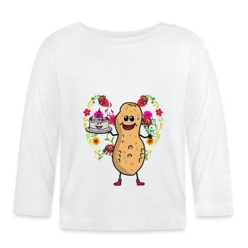 Erdnuss Erdnüsse Geburtstag - Baby Bio-Langarmshirt - Weiß - Vorne