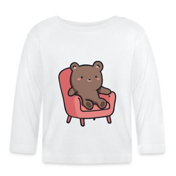 Bär im Sessel: Niedliches Design für Tierfans - Baby Bio-Langarmshirt - Weiß - Vorne