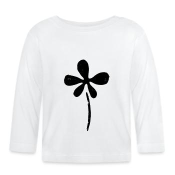 Matisse inspiriert: Abstraktes Blumenmotiv Schwarz - Baby Bio-Langarmshirt - Weiß - Vorne