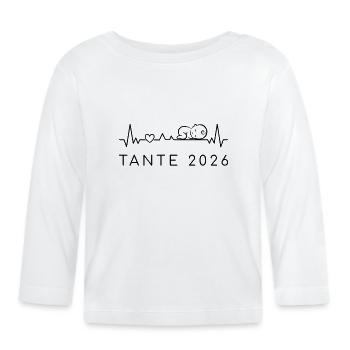 Ich Werde Tante 2026 Herzschlag Schwangerschaft - Baby Bio-Langarmshirt - Weiß - Vorne