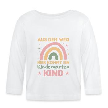 Kindergartenkind Regenbogen Aus dem weg - Baby Bio-Langarmshirt - Weiß - Vorne