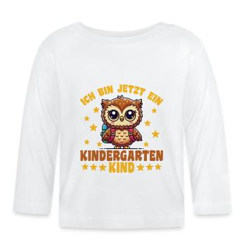 Kindergarten Eule Ich bin jetzt ein - Baby Bio-Langarmshirt - Weiß - Vorne