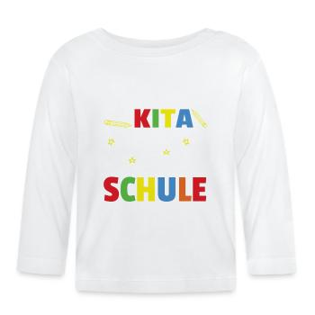 Kita Abschied Hallo Schule ich bin soweit! - Baby Bio-Langarmshirt - Weiß - Vorne