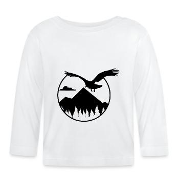 Aigles et montagnes - Eagle and Mountain - T-shirt manches longues bio Bébé - blanc - Devant