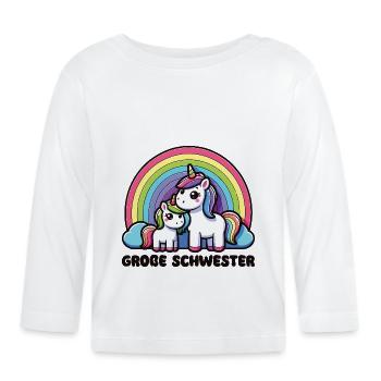 Große Schwester 2026 Einhorn Geschwister - Baby Bio-Langarmshirt - Weiß - Vorne