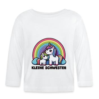 Kleine Schwester 2026 Einhorn Geschwister - Baby Bio-Langarmshirt - Weiß - Vorne