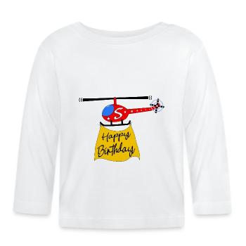 Hubschrauber Happy Birthday 5 - Baby Bio-Langarmshirt - Weiß - Vorne