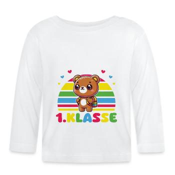 Kindergarten Abschied Ich Bin 1. klasse Bär - Baby Bio-Langarmshirt - Weiß - Vorne