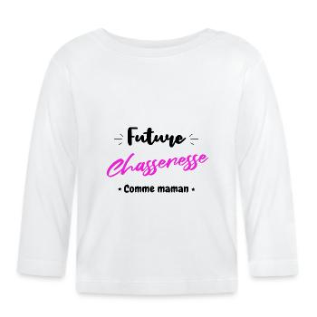 Future chasseresse comme ma mère - T-shirt manches longues bio Bébé - blanc - Devant