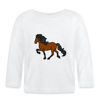 Icelandic horse, browner, lighter - Organic Baby Long Sleeve T-Shirt - white - Front
