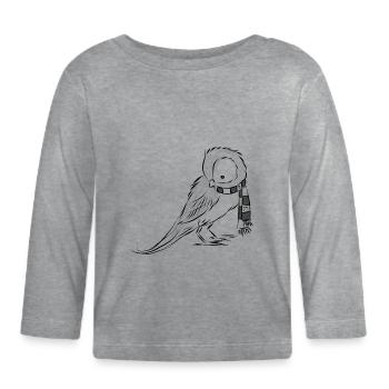 Till Hibou sans miroir - T-shirt manches longues bio Bébé - gris chiné - Devant