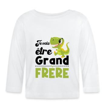 Je vais être grand frère, Cadeau grand frère - T-shirt manches longues bio Bébé - blanc - Devant