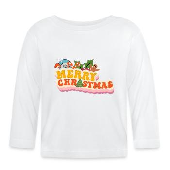 Merry Christmas Groovy - Baby Bio-Langarmshirt - Weiß - Vorne