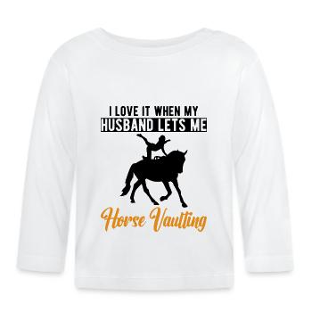 Drôle de cavalier Cheval Femme Sauteuse - T-shirt manches longues bio Bébé - blanc - Devant
