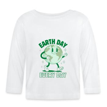 Jour de la Terre tous les jours - T-shirt manches longues bio Bébé - blanc - Devant