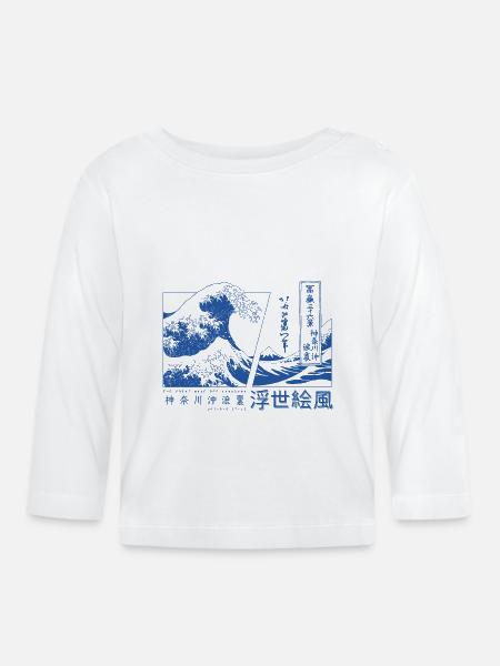 die große Welle vor Kanagawa Japan - Baby Bio-Langarmshirt - Weiß