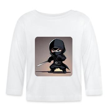 Mignon petit ninja avec épée katana - T-shirt manches longues bio Bébé - blanc - Devant
