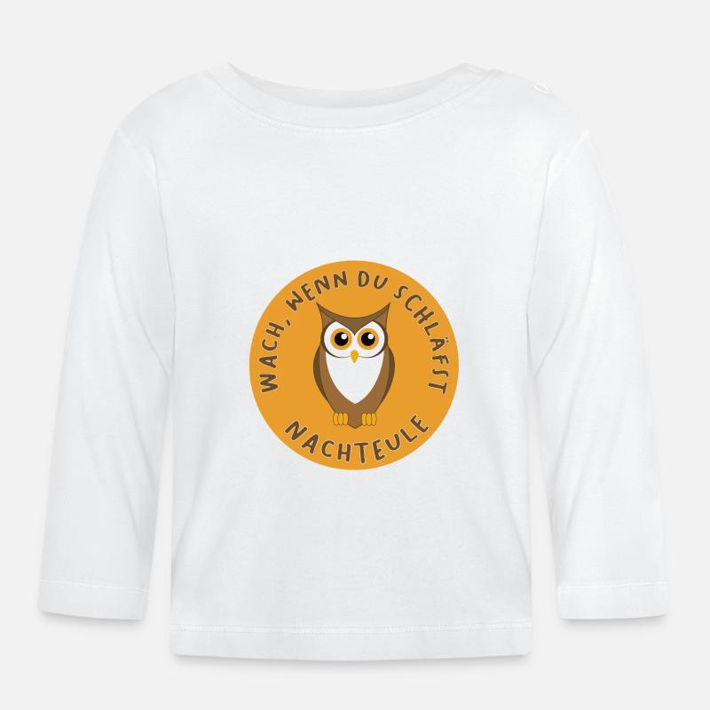 Nachteule - Baby Bio-Langarmshirt - Weiß