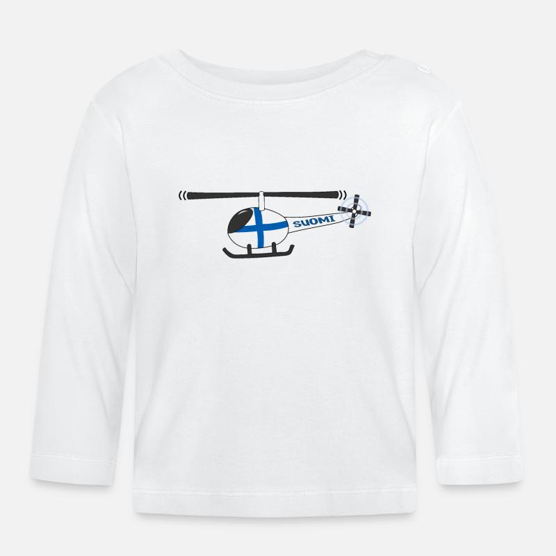 Finnland Flagge Hubschrauber Kinder - Baby Bio-Langarmshirt - Weiß