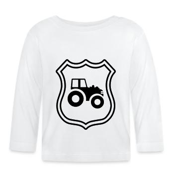Traktor Symbol Wappen - Baby Bio-Langarmshirt - Weiß - Vorne