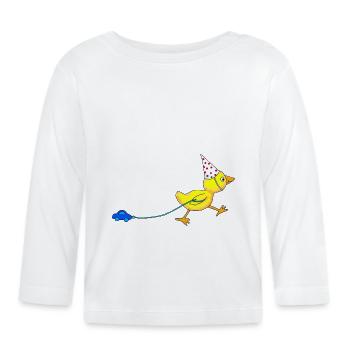 Canard avec voiture garçons filles cadeau d’anniversaire - T-shirt manches longues bio Bébé - blanc - Devant