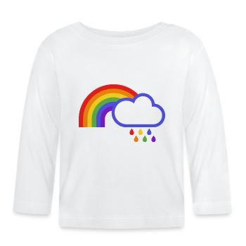 Arc-en-ciel avec nuage - T-shirt manches longues bio Bébé - blanc - Devant