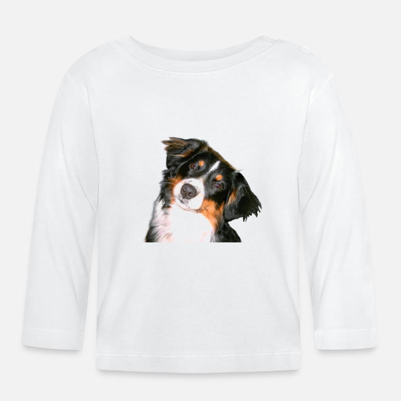 Aussie Nanouk, Kopf - Foto - Baby Bio-Langarmshirt - Weiß
