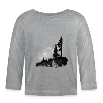 La forêt autour de l’horloge - T-shirt manches longues bio Bébé - gris chiné - Devant