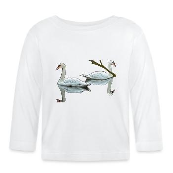 Swans - Organic Baby Long Sleeve T-Shirt - white - Front
