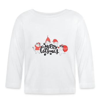 Lustige Weihnachtskatzen - Baby Bio-Langarmshirt - Weiß - Vorne